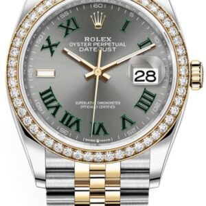 Rolex Datejust 36 Yellow Gold & Diamonds Slate Wimbledon Roman Dial Women's Watch M126283RBR-0021