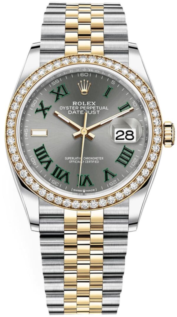 Rolex Datejust 36 Yellow Gold & Diamonds Slate Wimbledon Roman Dial Women's Watch M126283RBR-0021