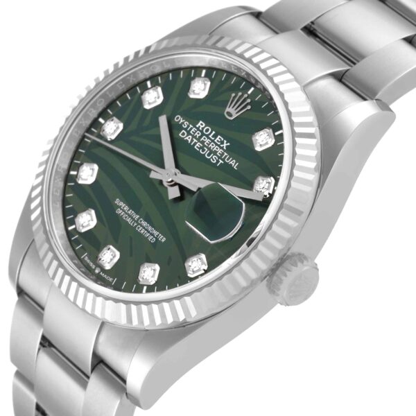 Rolex Datejust 36mm Olive Green Palm Diamond Dial Mens Watch 126234 Unworn - Image 5