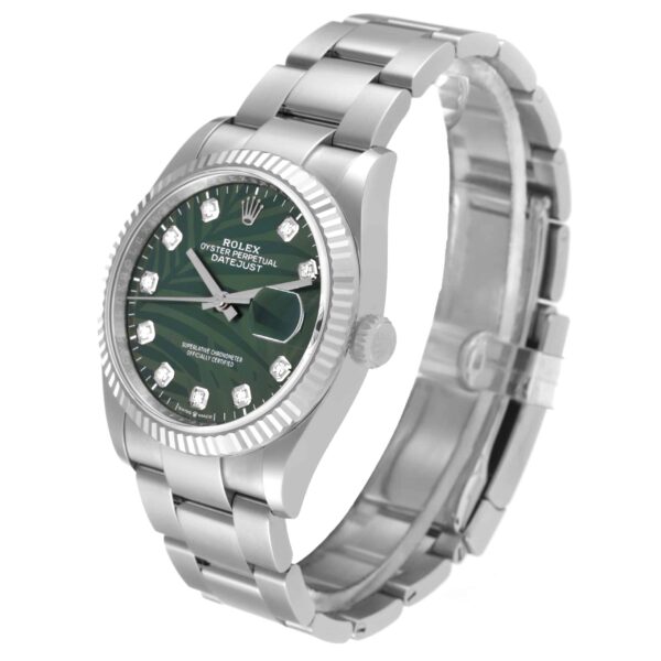 Rolex Datejust 36mm Olive Green Palm Diamond Dial Mens Watch 126234 Unworn - Image 4