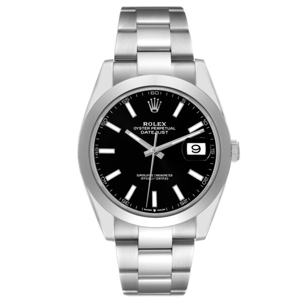 Rolex Datejust 41 Black Dial Smooth Bezel Steel Mens Watch 126300 - Image 2