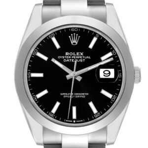 Rolex Datejust 41 Black Dial Smooth Bezel Steel Mens Watch 126300