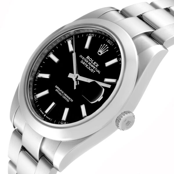 Rolex Datejust 41 Black Dial Smooth Bezel Steel Mens Watch 126300 - Image 5