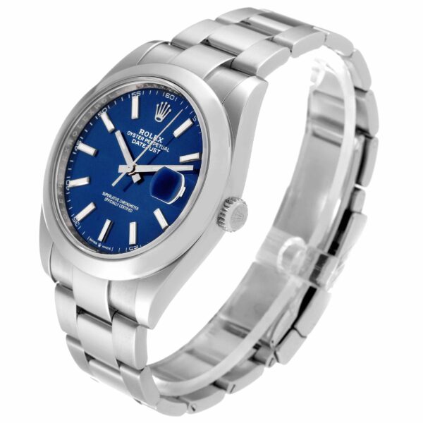 Rolex Datejust 41 Blue Dial Smooth Bezel Steel Mens Watch 126300 - Image 4