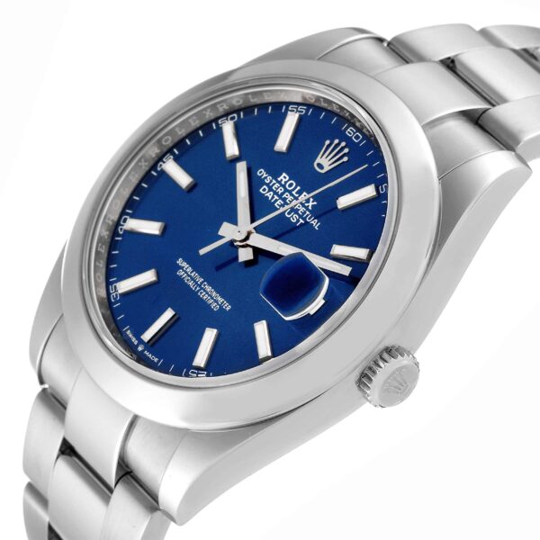 Rolex Datejust 41 Blue Dial Smooth Bezel Steel Mens Watch 126300 - Image 5