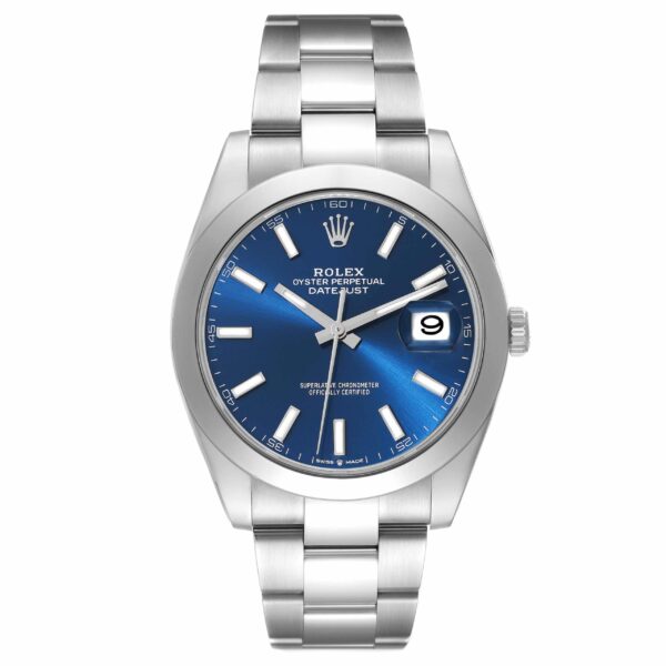 Rolex Datejust 41 Blue Dial Smooth Bezel Steel Mens Watch 126300 - Image 2