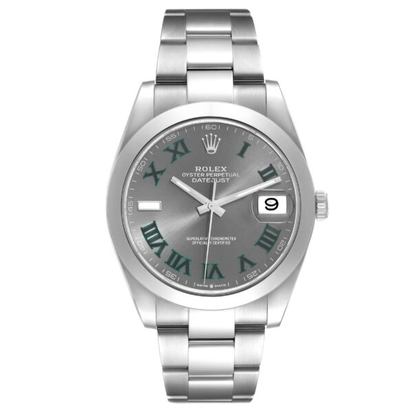 Rolex Datejust 41 Grey Green Wimbledon Dial Steel Mens Watch 126300 Box Card - Image 3