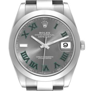 Rolex Datejust 41 Grey Green Wimbledon Dial Steel Mens Watch 126300 Box Card