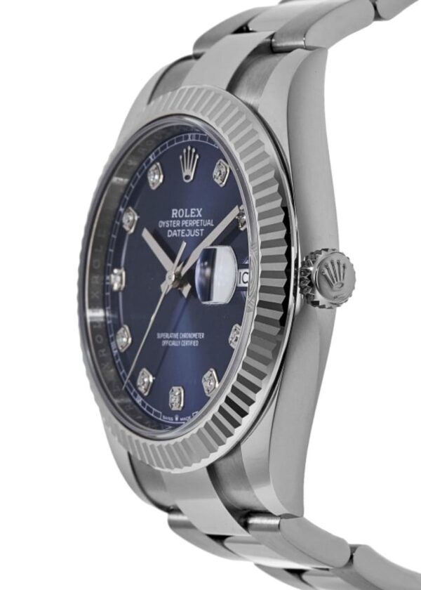 Rolex Datejust 41 Stainless Steel Blue Diamond Dial Men's Watch M126334-0015 - Image 4