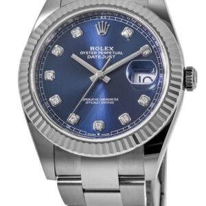 Rolex Datejust 41 Stainless Steel Blue Diamond Dial Men's Watch M126334-0015