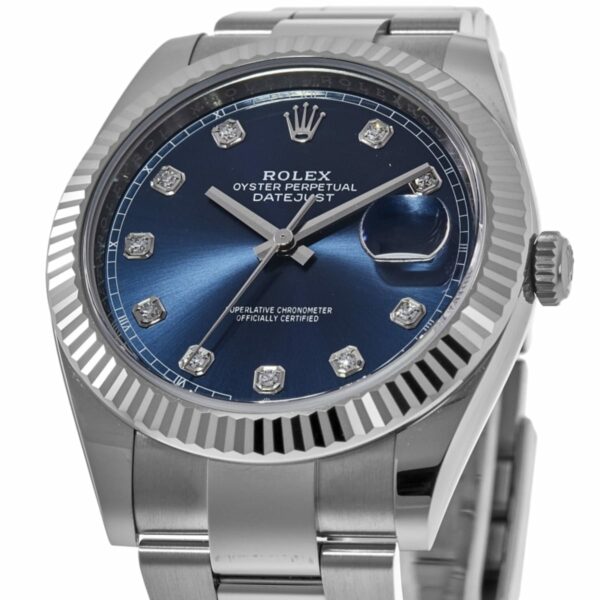 Rolex Datejust 41 Stainless Steel Blue Diamond Dial Men's Watch M126334-0015 - Image 2