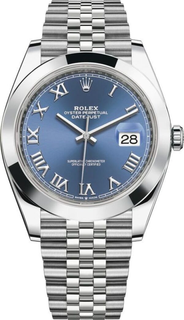 Rolex Datejust 41 Stainless Steel Blue Roman Dial Jubilee Bracelet  Men's Watch M126300-0018