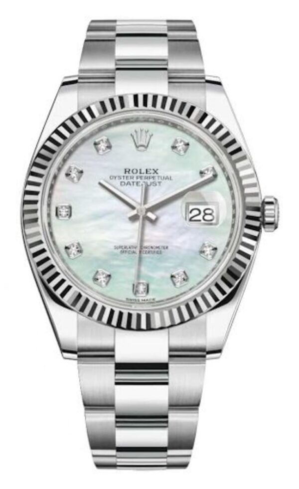 Rolex Datejust 41 Stainless Steel Mother of Pearl Diamond Dial Men's Watch M126334-0019