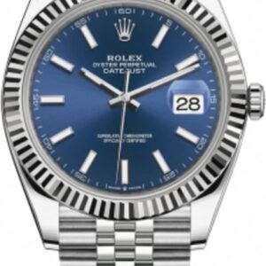 Rolex Datejust 41 Steel & White Gold Blue Index Dial Jubilee Bracelet Men's Watch M126334-0002