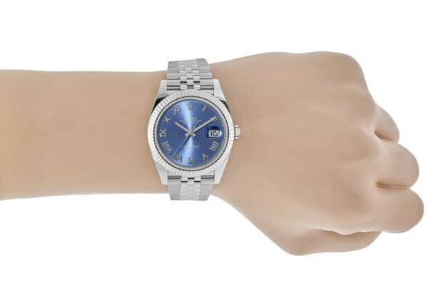 Rolex Datejust 41 Steel & White Gold Blue Roman Dial Fluted Bezel Jubilee Band Men's Watch M126334-0026 - Image 4