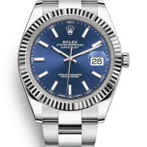 Rolex Datejust 41 Steel & White Gold Blue Stick Dial Men's Watch M126334-0001