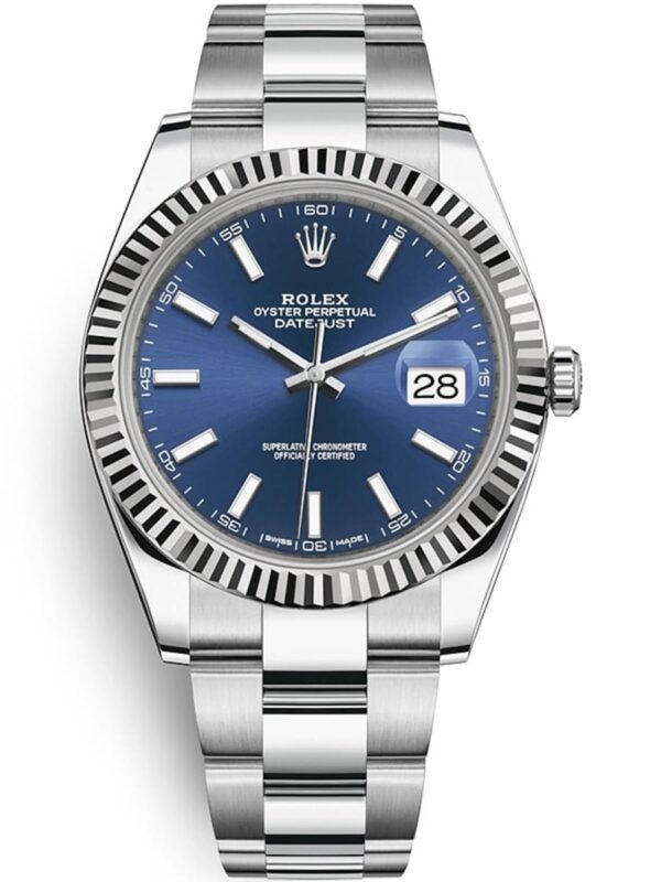Rolex Datejust 41 Steel & White Gold Blue Stick Dial Men's Watch M126334-0001