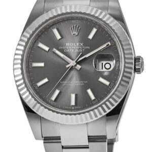 Rolex Datejust 41 Steel & White Gold Fluted Bezel Slate Dial Oyster Men's Watch M126334-0013