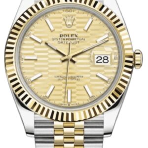 Rolex Datejust 41 Steel & Yellow Gold Automatic Champagne Dial Fluted Bezel Men's Watch M126333-0022