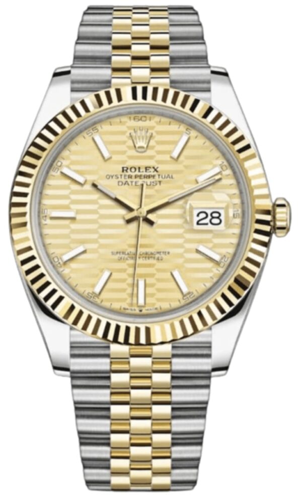Rolex Datejust 41 Steel & Yellow Gold Automatic Champagne Dial Fluted Bezel Men's Watch M126333-0022