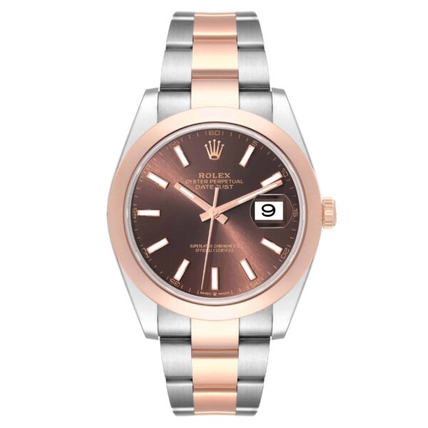 Rolex Datejust 41 Steel Rose Gold Brown Dial Mens Watch 126301 Box Card - Image 2