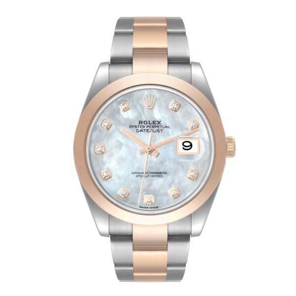 Rolex Datejust 41 Steel Rose Gold Mother of Pearl Diamond Dial Mens Watch 126301 - Image 2