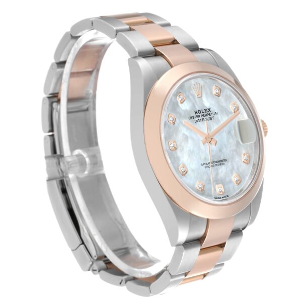 Rolex Datejust 41 Steel Rose Gold Mother of Pearl Diamond Dial Mens Watch 126301 - Image 3