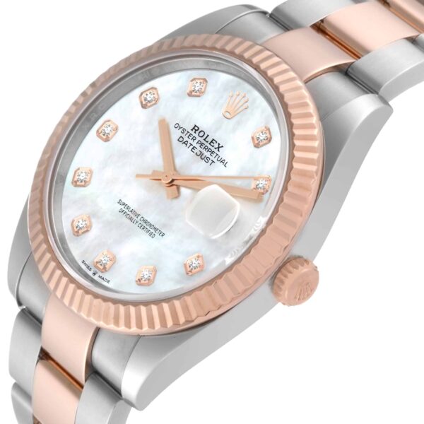 Rolex Datejust 41 Steel Rose Gold Mother Of Pearl Diamond Dial Mens Watch 126331 - Image 5