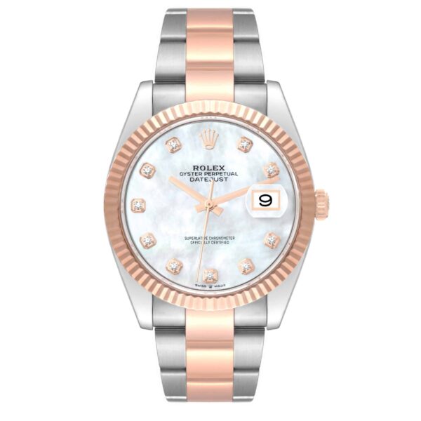 Rolex Datejust 41 Steel Rose Gold Mother Of Pearl Diamond Dial Mens Watch 126331 - Image 2