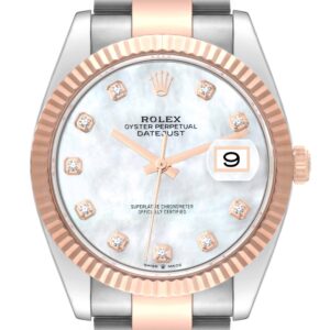 Rolex Datejust 41 Steel Rose Gold Mother Of Pearl Diamond Dial Mens Watch 126331