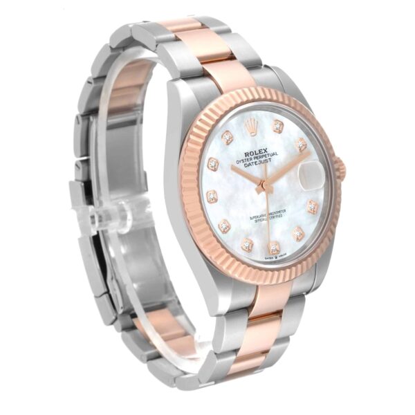 Rolex Datejust 41 Steel Rose Gold Mother Of Pearl Diamond Dial Mens Watch 126331 - Image 3