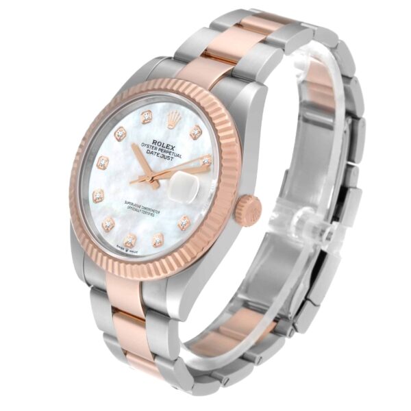 Rolex Datejust 41 Steel Rose Gold Mother Of Pearl Diamond Dial Mens Watch 126331 - Image 4