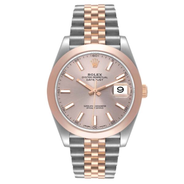 Rolex Datejust 41 Steel Rose Gold Sundust Dial Mens Watch 126301 Box Card - Image 2