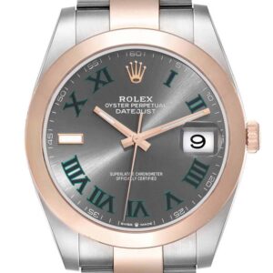 Rolex Datejust 41 Steel Rose Gold Wimbledon Dial Mens Watch 126301 Box Card