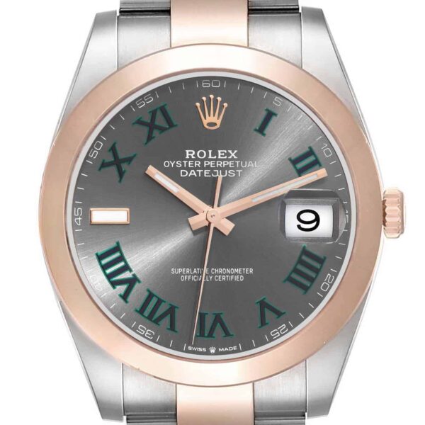 Rolex Datejust 41 Steel Rose Gold Wimbledon Dial Mens Watch 126301 Box Card