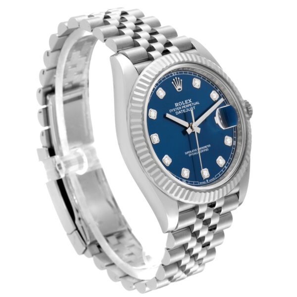 Rolex Datejust 41 Steel White Gold Blue Diamond Dial Mens Watch 126334 Box Card - Image 4