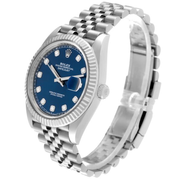 Rolex Datejust 41 Steel White Gold Blue Diamond Dial Mens Watch 126334 Box Card - Image 5