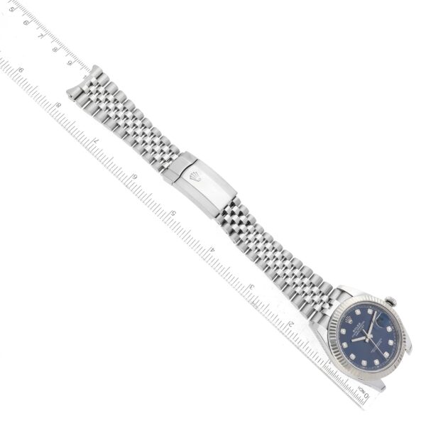 Rolex Datejust 41 Steel White Gold Blue Diamond Dial Mens Watch 126334 Box Card - Image 11
