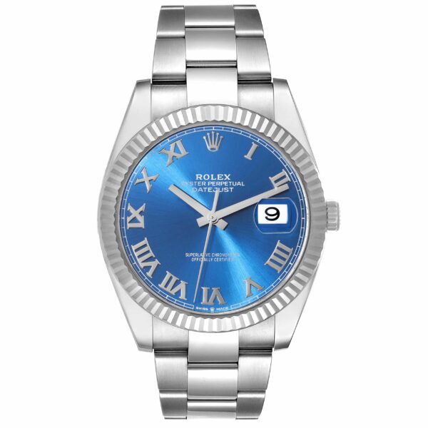 Rolex Datejust 41 Steel White Gold Blue Roman Dial Mens Watch 126334 - Image 2