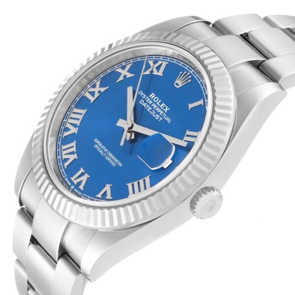 Rolex Datejust 41 Steel White Gold Blue Roman Dial Mens Watch 126334 - Image 5
