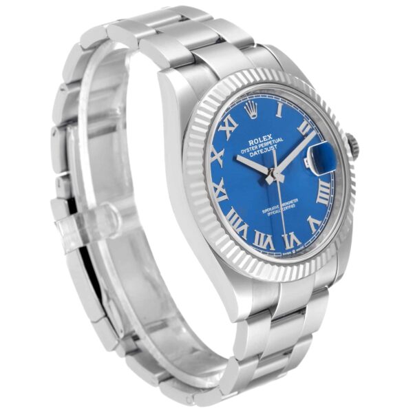 Rolex Datejust 41 Steel White Gold Blue Roman Dial Mens Watch 126334 - Image 3