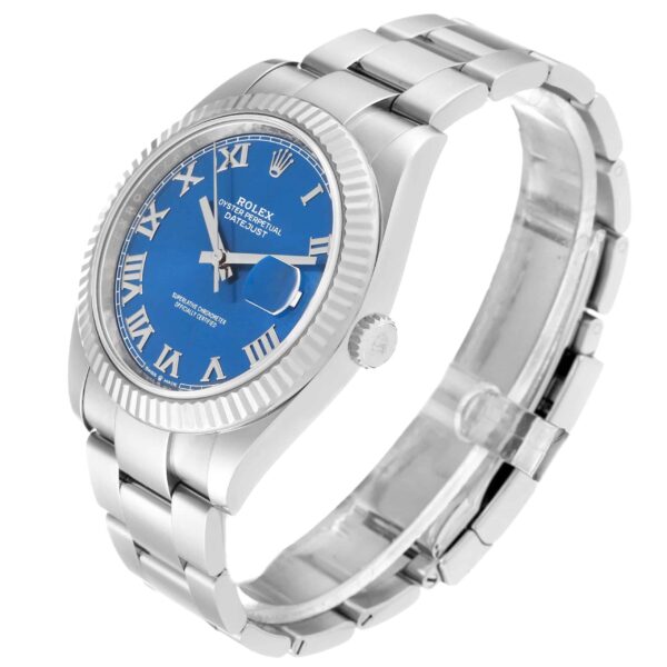Rolex Datejust 41 Steel White Gold Blue Roman Dial Mens Watch 126334 - Image 4