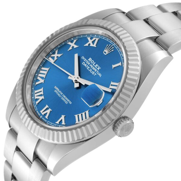 Rolex Datejust 41 Steel White Gold Blue Roman Dial Mens Watch 126334 Box Card - Image 5