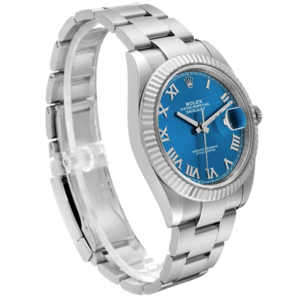 Rolex Datejust 41 Steel White Gold Blue Roman Dial Mens Watch 126334 Box Card - Image 3