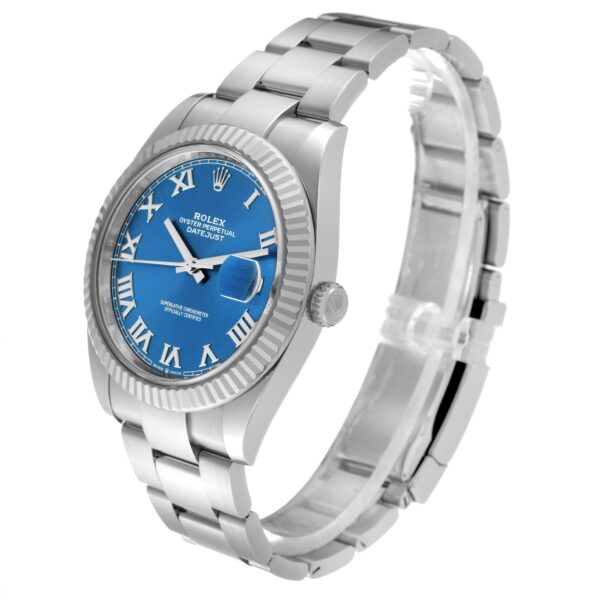 Rolex Datejust 41 Steel White Gold Blue Roman Dial Mens Watch 126334 Box Card - Image 4