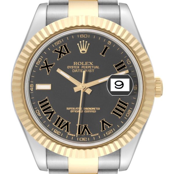 Rolex Datejust 41 Steel Yellow Gold Black Dial Mens Watch 116333