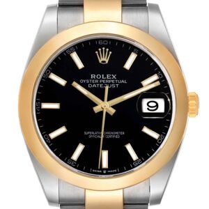 Rolex Datejust 41 Steel Yellow Gold Black Dial Mens Watch 126303 Box Card