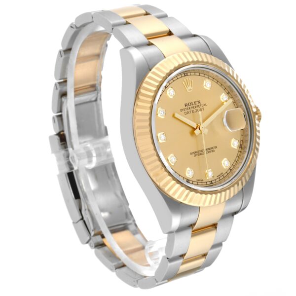 Rolex Datejust 41 Steel Yellow Gold Diamond Dial Mens Watch 116333 - Image 4