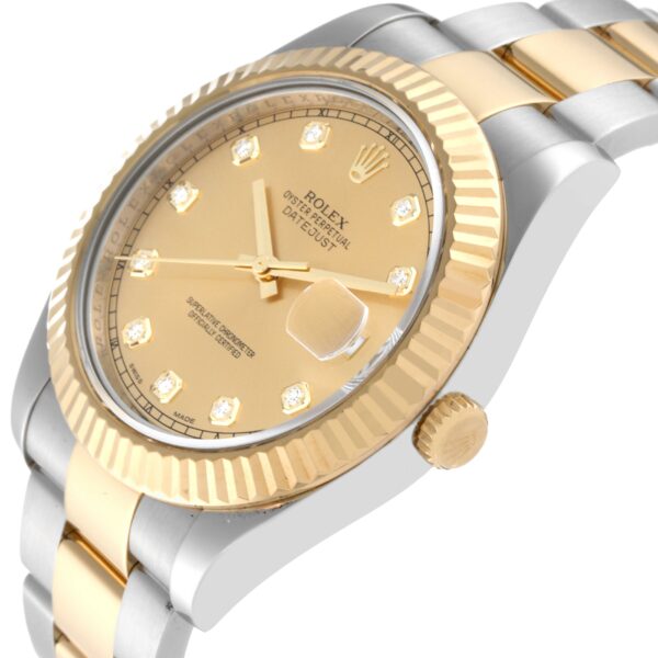 Rolex Datejust 41 Steel Yellow Gold Diamond Dial Mens Watch 116333 - Image 6