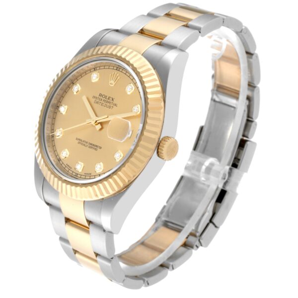 Rolex Datejust 41 Steel Yellow Gold Diamond Dial Mens Watch 116333 - Image 5